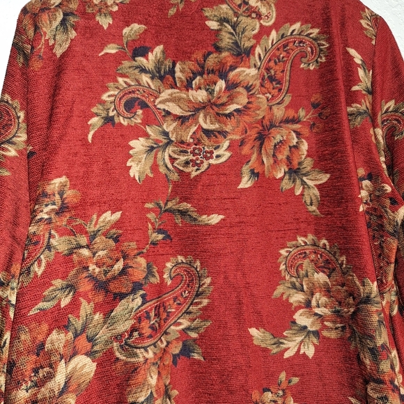 VINTAGE Alfred Dunner Textured Granny Couch Fabric Blazer Red Paisley Sz 18 - Picture 7 of 9